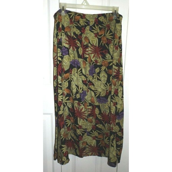 Sag Harbor Petite L multicolor floral elastic waist side zip office business - Picture 3 of 3